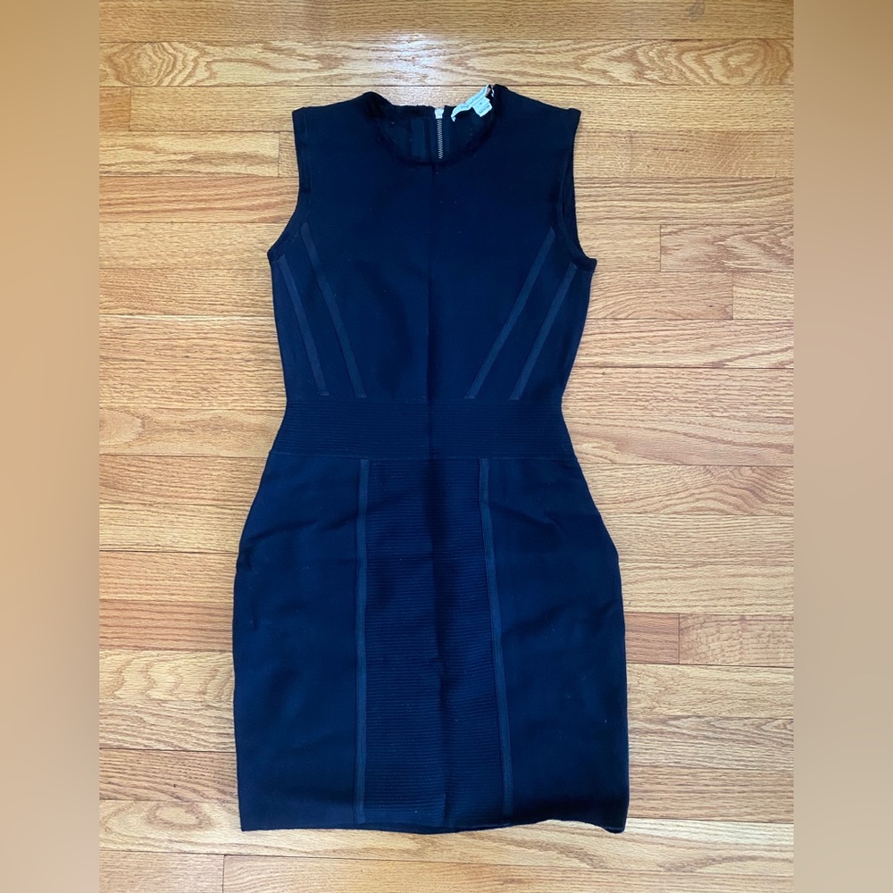 Diane Von Furstenberg Bodycon Dress Women’s Medium Midnight Blue Black Ribbed